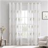 MIULEE Tende per Interni Moderne 2 Pezzi 140x245 CM, Voile Tenda Finestra Interno Salotto, Tenda Trasparente con Ricami a Foglie Bianche e Naturale, Fantasia Tende Camera da Letto Soggiorno Occhielli