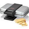 Cloer 6119 Spekulatius - Ferro da waffle per 4 biscotti, speculatius 6 x 11 cm, biscotti per Natale, 600 W, spia di controllo, salvaspazio, chiusura a 3 livelli, colore: argento, plastica