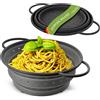 Coolinato - Scolapasta silicone pieghevole 24 cm grigio - Colino per pasta, verdura e frutta - Colapasta per lavastoviglie, senza BPA e termoresistente fino a 230°C - Setaccio salvaspazio richiudibile