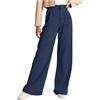 EJIMUQO Pantaloni Comodi Donna Eleganti Pantalone Donna Nero Vita Alta Jeans Palazzo Donna Vita Alta Firmati Pantaloni da Lavoro con Tasche Esterne Pantaloni Donna Maglina Morbidi Larghi
