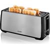 Cloer 3579 Tostapane King-Size per 4 Fette XXL, 1500 W, funzione toast-check, corpo in acciaio inossidabile con elementi in plastica nera