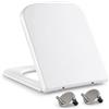 Mass Dynamic Sedile WC quadrato, con abbassamento automatico e sgancio rapido per una facile pulizia, sedile universale per WC di forma quadrata, fissaggio superiore, facile installazione (40 cm di