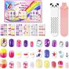 KLLALO 144 pezzi bambini Unghie finte, Set di unghie finte adesive per bambini Modello caramelle Kit Stampa su pre-colla Full Cover Unghie finte per Ragazze per Bambini Regalo Manicure (#3-Ocean Unicorn)