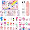 KLLALO 144 pezzi bambini Unghie finte, Set di unghie finte adesive per bambini Modello caramelle Kit Stampa su pre-colla Full Cover Unghie finte per Ragazze per Bambini Regalo Manicure (#1-Rainbow Candy)
