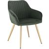 Lestarain Sedia Poltroncina da Sala Pranzo Sedie Moderne da Cucina con Schienale e Braccioli Sedia Imbottita in Velluto per Camera da Letto Soggiorno Gambe Metalliche d'Oro Verde scuro LCNI72001-1