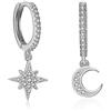 Mocicafier Orecchini argento 925 For Women orecchini argento 925 With Silver Moon Pendant orecchini donna Cubic Zirconia Dangle bianco Gioielli Per Ragazze