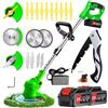Ginzyaiy Decespugliatore a Batteria,21V 2000mAh Tagliabordi Elettrico， Con Lama in Metallo3 in 1Tagliabordi a batteria ，Maniglia a scomparsa e rotazione della testa di 90°，Adatto per prati, giardini e campi