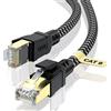 CABNEER Cavo Ethernet Cat 8 12M, 40Gbps Cavo di Rete ad Alta Velocità 2000MHz S/FTP Cavo Ethernet, Gigabit RJ45 Nylon Intrecciato Cavo LAN, Cavo Patch per Router Modem TV