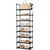 Vicye Scarpiera, Scaffale per Scarpe a 8 Ripiani, Scarpiera Aperta Slim Stretta e Alta per 16 Paia di Scarpe Ingresso Soggiorno Camera da Letto Cucina, 42 x 27 x 138 cm, Nero