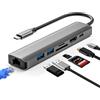 Oblinple Hub USB C 7 in 1, Adattatore Multiporta con Ethernet LAN RJ45, HDMI 4K, PD Type C 100W, Porte USB 3.0 2.0, Lettore Schede SD TF, Dock Station, Multi Adapter per MacBook Air iPad Pro Samsung