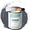 PECTRO Chalk Paint Vernice a Gesso 750ml + Pennello Tondo in Legno Pack - Pittura per Mobili Senza Carteggiare - Chalk Paint Bianco e Colori per legno Efetto Polvere (GRIGIO SCURO)