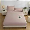Stfery Lenzuola Coprimaterasso 220x200 Completo Lenzuola Super King Size in Cotone Lavato, Tinta Unita, Rosa Chiaro