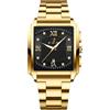RORIOS Orologio Quadrati da Uomo Orologio da Polso Quarzo Impermeabile Orologio Elegante Diamante Orologio Semplice Luminosi Cinturino Acciaio Inossidabile oro nero A