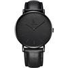Alienwork IK All Black Orologio Uomo Donna Nero Bracciale in Cuoio Ultra-sottile