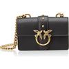 Pinko Love One Micro C Vitello Seta, Borsa Donna, 13 x 8 x 4 cm, Nero antico/Oro