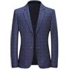 Beokeuioe Business Blazer Sakko - Giacca da uomo slim fit, con 2 bottoni, per matrimonio, tempo libero, a quadri, classica smoking giacca da uomo, A blu., M