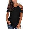 OHXSM Top da Donna Summer Sexy Girocollo con Spalle Scoperte Camicetta a Maniche Corte Magliette Cold Shoulder Baggy Top Maglietta Allentata Casual Estiva con Spalle Scoperte T-Shirt in Tinta Unita