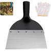 ALLOMN Pala da giardino multifunzionale, per la pulizia del giardino, multiuso, per la pulizia del muschio e le erbacce, con guanti, senza manico (23 cm)