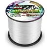 Ashconfish - Filo da pesca intrecciato a 8 fili, super resistente, resistente alle abrasioni, filo intrecciato super lineare, diametro superfino, 100 m, bianco, 50LB/0.36MM