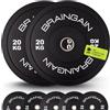 BRAINGAIN Piastra Olimpica con Bumper - Diverse Misure, Colore/Nero - Piastre da 2 per Allenamento con Bilanciere - 1,5 kg, 2,5 kg, 5 kg, 10 kg, 15 kg, 20 kg, 25 kg, 100 kg, 150 kg Coppie/Set