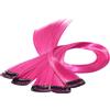 Beauty7 Extension colorate fai da te, 5 ciocche di capelli da fissare, colorate da intrecciare, con clip per capelli, confezione da 5 pezzi, colore: rosa scuro