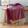 Catherine Lansfield Coperta in finto mohair a quadri, 130 x 170 cm, colore: prugna