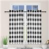 Simple Deluxe Buffalo - Tende oscuranti da cucina a quadri, piccole tende oscuranti con mantovane per finestre di metà caffè, 66 x 91,4 cm (larghezza x lunghezza), nero e bianco