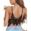 Avidlove Top sexy da donna in pizzo crop farfalla top top top basic bralette camisole regolabile con spalline sottili canotta senza maniche club, Nero , M
