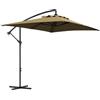 Outsunny Ombrellone Decentrato 3x2 m con Prese d'Aria, Base a Croce e Manovella, Ombrellone da Giardino in Acciaio e Poliestere 160 g/㎡, Protezione UV, per Terrazza e Balcone, Marrone