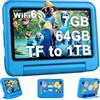 Oangcc 2025 Tablet per Bambini 7 Pollici Andriod 13 , 7GB RAM+64GB ROM (TF 1TB), WiFi 6 BT 5.0, Octa-Core, GMS Certificated | Controllo Parentale | Doppia Fotocamera | GPS | Tablet con Custodia EVA - Blu