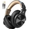 OneOdio A70 Cuffie Bluetooth Over Ear, Cuffie Cablate e Wireless Stereo con Microfono, 72 Ore di Riproduzione, CVC 8.0, Jack 3,5 mm e 6,35 mm, Pieghevole, Cuffie per DJ, Chitarra（Oro nero）