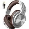 OneOdio A70 Cuffie Bluetooth Over Ear, Cablate e Wireless Cuffie Stereo con Microfono, 72 Ore di Riproduzione, CVC 8.0, Jack 3,5 mm e 6,35 mm, Pieghevole, per DJ, Chitarra,Cellulare,PC(Argento)