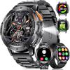 LIGE Smartwatch Uomo con 3 Cinturini/Torcia LED,530 mAh,1.43" AMOLED Orologio Smart Watch Militari con 120+ Modalità Sportive 5ATM Impermeabile,Sonno/Cardiofrequenzimetro per Android iOS