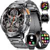 LIGE Smartwatch Uomo con Torcia LED,3 cinturini,530 mAh,1.43" AMOLED Always-On Display Orologio Smart Watch Militari con 120+ Modalità Sportive 5ATM Impermeabile,Sonno/Cardiofrequenzimetro per Android iOS