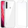 NEW'C Cover per Xiaomi Redmi Note 8 Gel TPU in silicone custodia ultra trasparente e 2 × vetro temperato per Xiaomi Redmi Note 8, Pellicola proteggi schermo