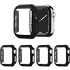 AOTUAO 4 Pezzi Cover Compatibile con Apple Watch SE Series 6 5 4 44mm con Vetro Temperato, iWatch Case Protettore Schermo e Pellicola Protettiva Custodia (Nero)