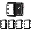 AOTUAO 4 Pezzi Cover Compatibile con Apple Watch Series 3 2 1 38mm con Vetro Temperato, iWatch Case Protettore Schermo e Pellicola Protettiva Custodia per Apple Watch Series 3 2 1 38mm(4 Nero)