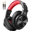 OneOdio A70 Cuffie Bluetooth Over Ear, Cuffie Cablate e Wireless Stereo con Microfono, 72 Ore di Riproduzione CVC 8.0 Jack 3,5 mm e 6,35 mm Pieghevole Cuffie per DJ Chitarra Cellulare PC(Nero rosso)
