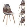 BenyLed Set di 4 Sedie da Pranzo Sedie Patchwork Colorate con Gambe in Legno Poltrona Scandinava per Cucina, Soggiorno, Bar，Grigio