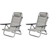 XONE COPPIA Spiaggine colore grigio melange Ribaltabili | Pieghevoli, mare, giardino, campeggio | 2 pz Sedie Sdraio da Spiaggia Struttura in Alluminio e Textilene | Dimensioni 48,5 (P)x60(L)x80(h)cm