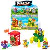 PIRATIX ADVENTURE WORLD Serie Crazy Jungle, Captain Pack Watchtower - Include 4 Piratix, 1 Capitano Dorato, 4 Accessori Neon, 1 Gabbia, 1 Canyon, 2 Tesori esclusivi e 2 Bandiere Neon. Confezione 3/6