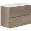 Baikal, Set da bagno Natura. Mobile da bagno con fondo ridotto, con lavabo in ceramica. Distribuzione a due cassetti. Mobile montato. Due cassetti senza specchio. Profondità 39 cm 90 cm Nebraska