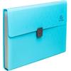 Exacompta - Rif. 55299E - 1 raccoglitore per valigia Pop'N Co - copertina in PP riciclato e interno in PP - retro estensibile - chiusura a bottone - 13 scomparti - dim 33x25 cm - colore ciano