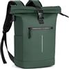 Lekeinchi Zaino Rolltop Uomo Donna Porta PC 17 Pollici | Zaino Impermeabile Uomo Donna - Rains Zaino con Strisce Riflettenti - Zaino da Viaggio Espandibile - Casual Lavoro Università - Verde XL