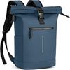 Lekeinchi Zaino Rolltop Uomo Donna Porta PC 17 Pollici | Zaino Impermeabile Uomo Donna - Rains Zaino con Strisce Riflettenti - Zaino da Viaggio Espandibile - Casual Lavoro Università - Blu XL