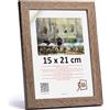 3-B Cornice portafoto HIT - marrone scuro (noce con venature ottiche del legno) - 15 x 21 cm (A5) - Cornice in legno, cornice per foto, cornice per documenti con vetro acrilico