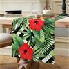 ETOLISHOP Runner da Tavola Estivo con Foglie di Palma Tropicali e Fiori Rossi - Tovaglia Runner in Lino Lavabile per Tavolo da Pranzo e Cucina - Decorazione 40x140cm