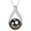 NONNYLLEI Regali per la moglie dell'anno della mamma Tahiti collana con perle nere regalo per donne, matrimonio, compleanno, mamma, amica, San Valentino, Natale, con argento sterling, Argento sterling