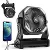 KITWLEMEN Ventilatore da campeggio a LED ricaricabile 20000mAh Ventilatore da tenda per esterni con luce e gancio Ventilatore da tavolo USB personale per campeggio e pesca-Nero