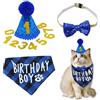 DUGEGAYL Cane Compleanno,3Pcs Elegante kit di accessori da festa per animali domestici,Cappellino di compleanno, Bandana e Cravatta regolabile